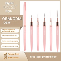 Vente en gros d'outils de stylo d'art d'ongle professionnel ensemble d'outils de manucure de sculpture de fil Ultra-fin tige en métal rose pour la peinture d'art d'ongle
