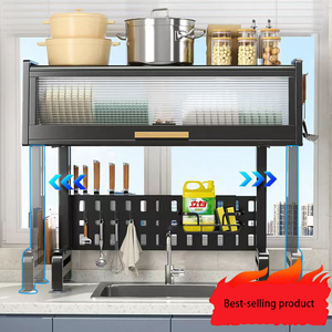 Égouttoir à vaisselle à 2 niveaux, anti-poussière, pour porte <span class=keywords><strong>de</strong></span> placard, grand rangement, cuisine, organisateur rétractable, dimension 1 mm - Product Image 3