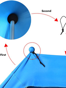 Tenda da Sole Portatile da Spiaggia con Palo in Ferro e Ancoraggio a Sabbia, Tenda da Campeggio Estiva, Ombrellone da Esterno - Product Image 5