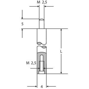 HELIOS PREISSER - 0710127 Extensión para calibres de esfera Ø 4mm - EAN 4029713220457 MICRÓMETROS Y MEDIDORES DE DIAL - Product Image 1