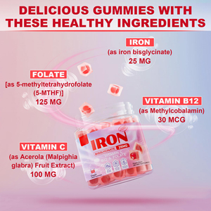 Gomitas de <span class=keywords><strong>hierro</strong></span> sin azúcar 25mg <span class=keywords><strong>Suplemento</strong></span> de <span class=keywords><strong>hierro</strong></span> para mujeres y hombres - Product Image 3
