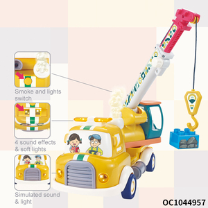 <span class=keywords><strong>Dessin</strong></span> <span class=keywords><strong>animé</strong></span> <span class=keywords><strong>grue</strong></span> <span class=keywords><strong>camion</strong></span> jouets les garçons briques de construction et bloc enfant jouet briques avec son de lumière et fonction de pulvérisation de brouillard - Product Image 3