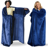 Couverture portable en flanelle douce avec manches, couverture de canapé confortable pour regarder la télévision, couverture enveloppante chaude pour adulte, utilisation à domicile