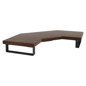 <b>Corner</b> Computer Riser Stand Walnut Wood Desktop Storage Rack For Office <b>Desk</b> Multifunctional Polygon Shape - Product Image 5