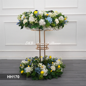 Nouveau produit : Grande couronne de fleurs de 96 cm, décoration en soie blanche, arrangement de fleurs et de plantes d'hortensia et de roses, fournitures - Product Image 2