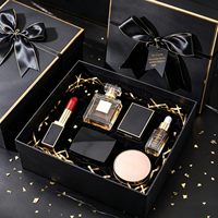 Boîte cadeau noire dorée de luxe avec ruban, emballage cadeau de luxe pour anniversaire, Saint-Valentin, mariage, cosmétiques, parfum