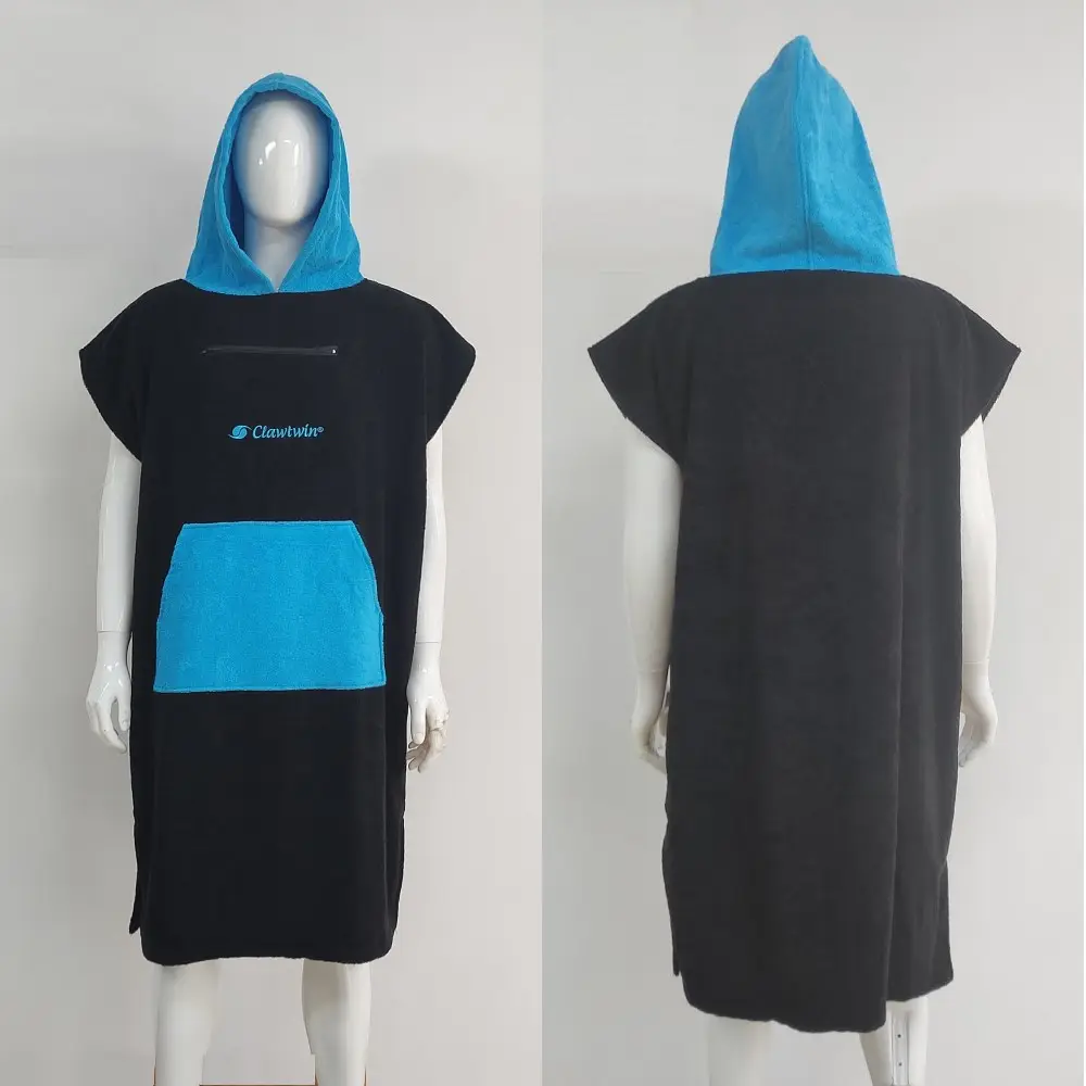 Custom best quality thick personalized hooded surf 100% organic cotton changing robe towel poncho for beach swim