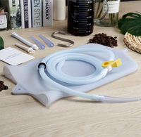 Kit de lavement réutilisable en silicone 2L avec poche pour café et eau, nettoyage par lavement, tuyau en silicone de 2 m de long, douche anale pour femmes et hommes