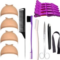 Kit d'installation de perruque Lace Front : Colle, Outils, Bandes, Bonnets et Accessoires Capillaires