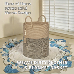 Panier de rangement pour vêtements sales en coton réutilisable, style moderne, imperméable, grande capacité, durable, avec poignée, pour couvertures et <span class=keywords><strong>linge</strong></span> - Product Image 2
