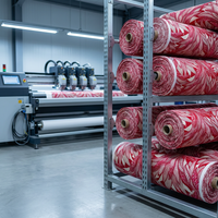 Impression numérique personnalisée directe d'usine, tissu croisé à motif de feuilles rouges et de plumes, service OEM ODM personnalisé, robe pour femmes et garçons