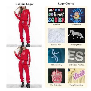 ชุดเซ็ตฮู้ดดี้และกางเกงวอร์มผ้าฟลีซสำหรับผู้หญิง สไตล์ลำลองสำหรับฤดูหนาว ขายส่งแบบ OEM เหมาะสำหรับออกกำลังกายและเล่นกีฬา - Product Image 5