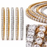 Listo para Enviar al por Mayor: Pulsera de Tenis de Acero Inoxidable 316L con Baño de Oro PVD de 18K y Circonitas, Impermeable, Inalterable, Joyería para Mujer