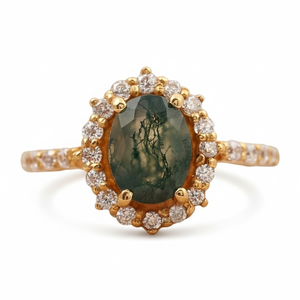 Anillo de mujer Natural musgo ágata CZ piedra preciosa mayo piedra natal compromiso Navidad joyería hecha a mano 925 anillo de plata esterlina - Product Image 1