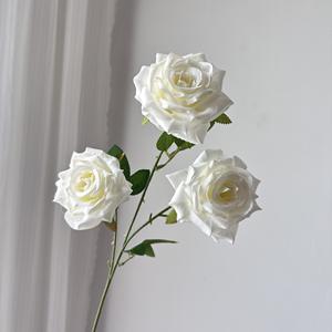 Usine Vente Directe <span class=keywords><strong>Ivoire</strong></span> Roses Soie Blanc Rose Longue Tige Décoratif Artificielle Rose Fleur Pour Le Mariage - Product Image 1