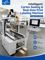 Machine de scellage automatique de cartons intelligente et adaptative avec impression et étiquetage en temps réel intégrés, scellage supérieur et inférieur des boîtes