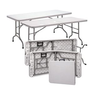 Portable Outdoor Furniture 6ft White Rectangular Plastic Foldable Banquet Catering Bbq Camping Picnic Folding Table