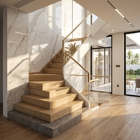 Escalier flottant en acier et bois pour villa préfabriquée, design professionnel, style moderne et épuré, marches en bois pour intérieur