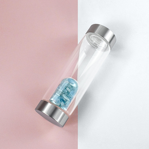 Elixir de cristal natural botella de agua de vidrio de borosilicato curativo botella de agua con infusión de piedras preciosas de cuarzo rosa real para mujeres - Product Image 3