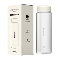 Bouteille d'eau Tritan 500 ml, portable, en plastique transparent, avec couvercle multicolore, logo personnalisé, réutilisable, pour cadeau promotionnel