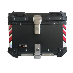 Ohho Zwart 45L Grote Aluminium Waterdichte Outdoor Rijden Motorfiets Top Staart Doos Case