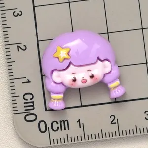 Kawaii мультяшная голова девушки с плоской спинкой из смолы очарование для украшения скрапбукинга кремовый клей пенал для поделок автомобиля кулон материал