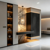 Meuble à chaussures d'entrée de villa de luxe moderne, design modulaire, 6 étagères, capacité 50+ paires, rangement en bois massif pour salon et salle à manger
