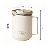 Mug à café en acier inoxydable 304 avec couvercle, 500 ml, double paroi isolée sous vide, mug de voyage pour le bureau, impression sérigraphique, logo personnalisé