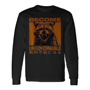 Camiseta de manga larga Raccoon Japanese Become Ungovernable para mujer - Product Image 2