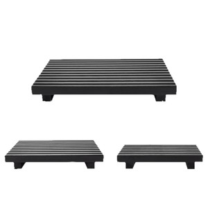 Bandeja de baño minimalista de madera, 22x10x4 cm, impermeable, negra, de madera maciza, para exhibir plantas en el balcón - Product Image 1