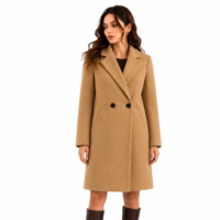Abrigo de lana para mujer, forrado de vellón, estilo Peacoat, casual, con solapa de muesca, abotonadura sencilla, bolsillo canguro, cálido para invierno, OEM personalizado
