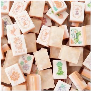 En stock: Nuevo juego de Mahjong americano Oh My Mahjong de lujo, 160 fichas de acrílico grabadas en 4 capas, color rosa, diseño Elefante <span class=keywords><strong>Amara</strong></span>. - Product Image 1