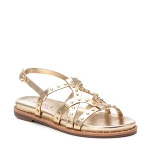 Carmel Women's <b>Flat</b> Sandal Gold 38 Strappy Metal Studs - Product Image 2