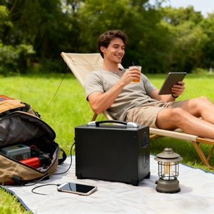 Station d'alimentation portable LiFePO4 1000Wh avec panneau solaire 1kWh, sortie AC 200W, onde sinusoïdale pure pour usage domestique et extérieur - Product Image 5