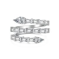 Nouveau Designer Bijoux De Mode Argent Twisted Spirit Serpent Os Forme Éternité Bande Baguette 5a Cubique Zircone Anneaux Fine Jewelry