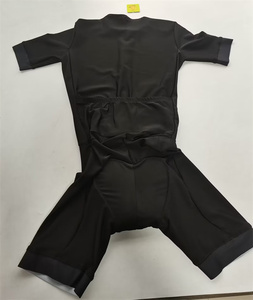 Combinaison de <span class=keywords><strong>triathlon</strong></span> de cyclisme noire avec bande de puissance combinaison de peau de cyclisme de natation unisexe court Trisuit de cyclisme personnalisé - Product Image 2