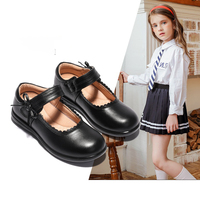 Nouvelles chaussures en cuir PU pour filles, chaussures MARY JANE de haute qualité, chaussures d'école classiques à nœud et lacets noirs pour enfants et étudiants