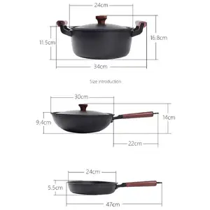 Juego de sartenes <span class=keywords><strong>Wok</strong></span> antiadherentes de 3 piezas y ollas de sartén de cocina para cocinas - Product Image 1