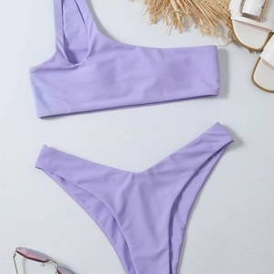 Bikini de Mujer de Alta Calidad, Diseño Personalizado, con Cuentas y Estampado, Sexy, de Cintura Alta, de un Solo Hombro, con Rayas, Talla XXL, Ropa de Playa - Product Image 1