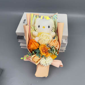 Hello Kitty Cat ช่อดอกไม้ประดิษฐ์พร้อมบรรจุภัณฑ์ใสสำหรับเทศกาลคริสต์มาสวันวาเล<span class=keywords><strong>น</strong></span>ไท<span class=keywords><strong>น</strong></span>์วันแม่วันขอบคุณพระเจ้า - Product Image 4