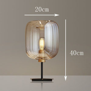 <span class=keywords><strong>Lampe</strong></span> de chevet en verre à bouton-poussoir LED au design nordique de luxe léger pour chambre à coucher et salon - Product Image 6