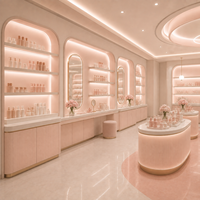 Luxuriöser Maßgefertigter Kosmetik-Präsentationsschrank Beauty-Store Make-up-Vitrine Regalsystem mit LED-Beleuchtung