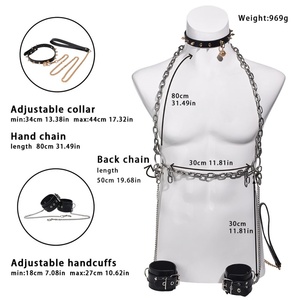 QKKQ Harnais en métal sexy pour homme, équipement BDSM, chaîne en acier avec collier, laisse, bandage, chaîne érotique, jouets sexuels fétichistes - Product Image 2
