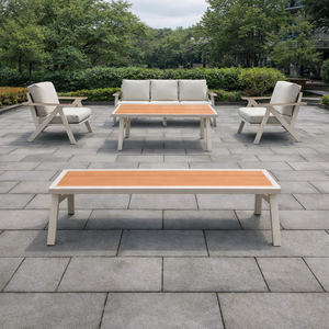 Conjunto de Sofás de Jardín de Aluminio Resistente a la Intemperie IPX5 con Brasero, Zona de Asientos para Patio, Sillas Apilables, Sofá para Exteriores, Instaladores de Terrazas - Product Image 2