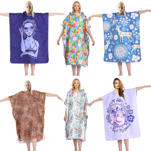 Whloesale Ultra Suave Microfibra Surf Beach Traje húmedo Toalla cambiante para adultos Poncho Toalla con capucha - Product Image 1