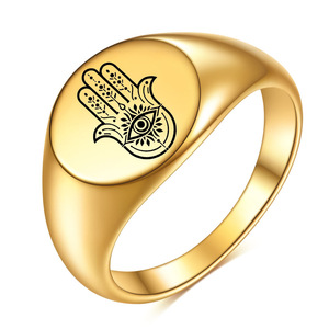 Vintage God's Eye Palm <b>Ring</b> 12mm Round Stainless Steel Unisex Fashion Jewelry Gift - Product Image 1