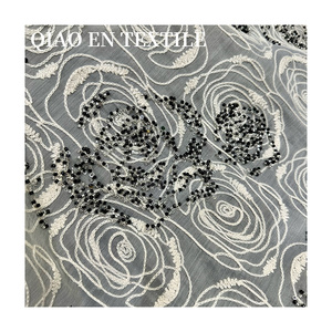 Robe d'été <span class=keywords><strong>en</strong></span> <span class=keywords><strong>mousseline</strong></span> de soie Tencel avec breloque à l'encre Broderie de roses Tissu de broderie de perles tridimensionnelles Style flammé pour filles - Product Image 5
