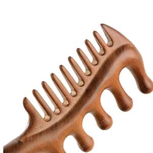 Multi Funcional <span class=keywords><strong>Golden</strong></span> Sandalwood Massagem Pente Espessado e Grosso Duplo Toothed Meridian Comb Usado para Cabeça e Massagem do couro cabeludo - Product Image 2
