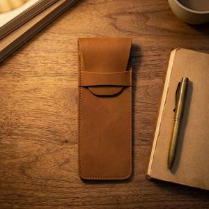 Modern Embossed Matte Pu Leather Flip Pen Case High-End Fountain Pens Protector Large Capacity Double Pen Holder <b>Gifts</b> - Product Image 4