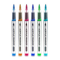 Marqueur acrylique liquide direct à pointe souple colorée pour verre, stylo de graffiti DIY, ensemble de pinceaux spécial étudiant